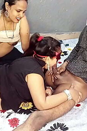 Village Stepsisters Share Stepbrother In threesome Sex Hindi Audio