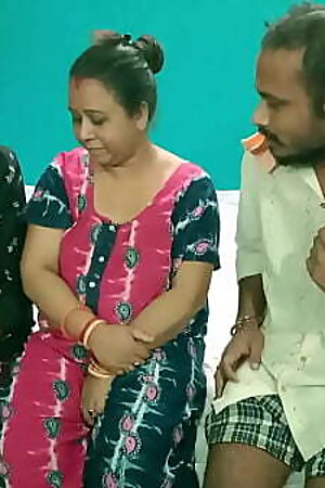 Hot Milf Aunty shared! Hindi latest threesome sex