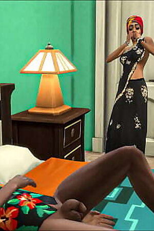 Indian widowed step mother catches her son naked in his bed while she was taking a nap and she couldn'_t stand it anymore and she sucked because she was very horny - Mom and Stepson