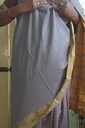 desi  indian tamil telugu kannada malayalam hindi horny cheating wife vanitha wearing grey colour saree  showing big boobs and shaved pussy press hard boobs press nip rubbing pussy masturbation